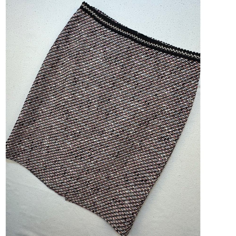 Talbots Skirt Womens 2P Black Multi Tweed Pencil Cotton Blend‎ Trim